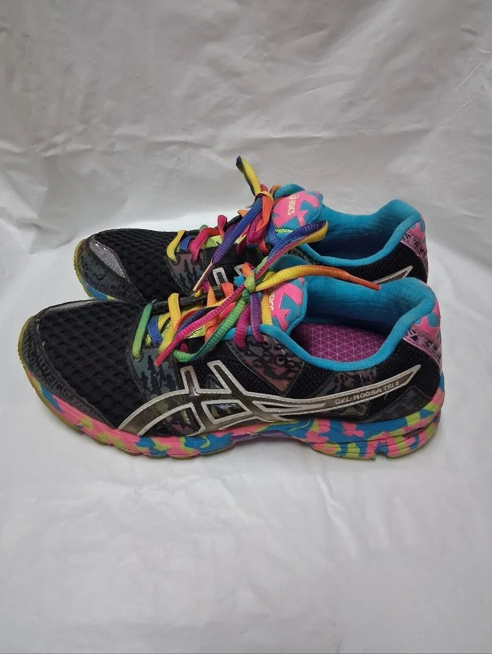 ASICS Gel-Noosa Tri 8 Women's Black Athletic Shoes with Multic Color Accents 7.5